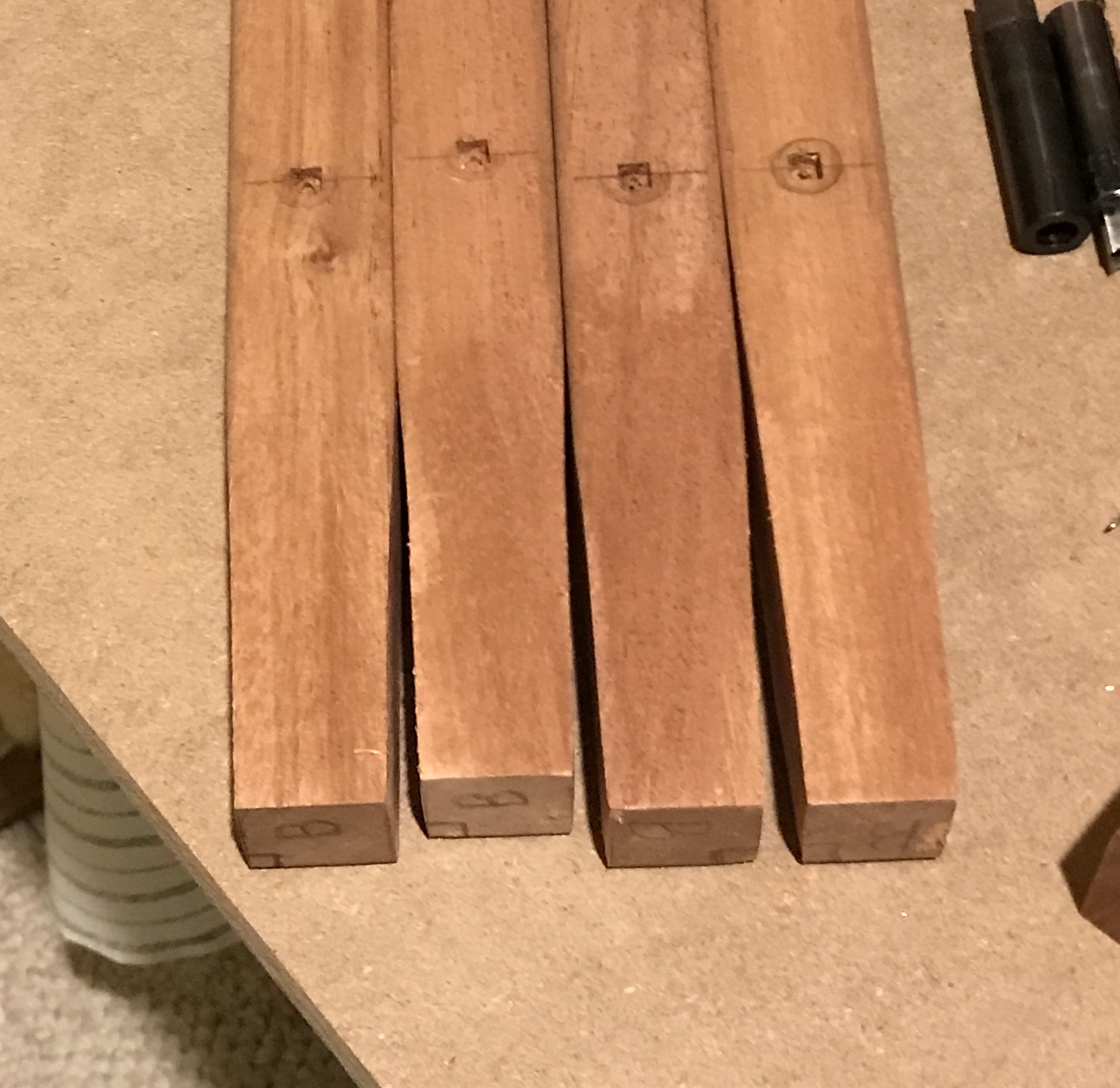 The tapers on the table legs